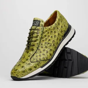 Marco Di Milano Scanno in Antique Green Ostrich Sneakers
