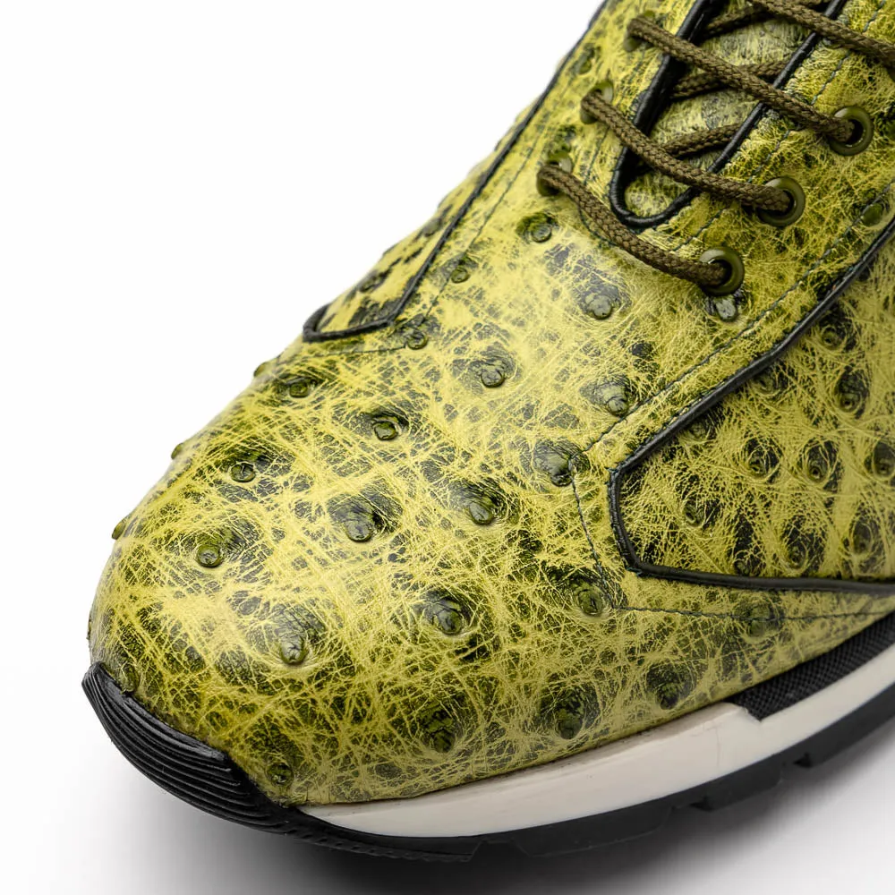 Marco Di Milano Scanno in Antique Green Ostrich Sneakers