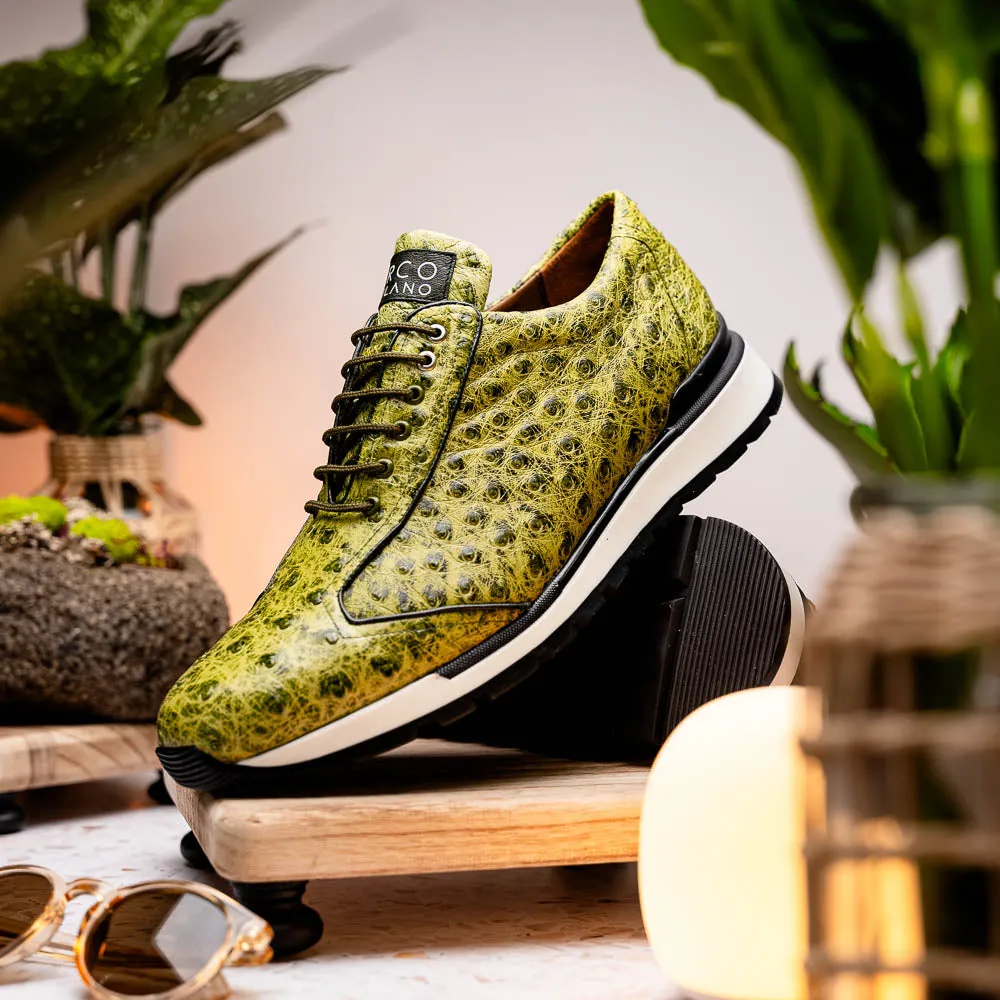 Marco Di Milano Scanno in Antique Green Ostrich Sneakers