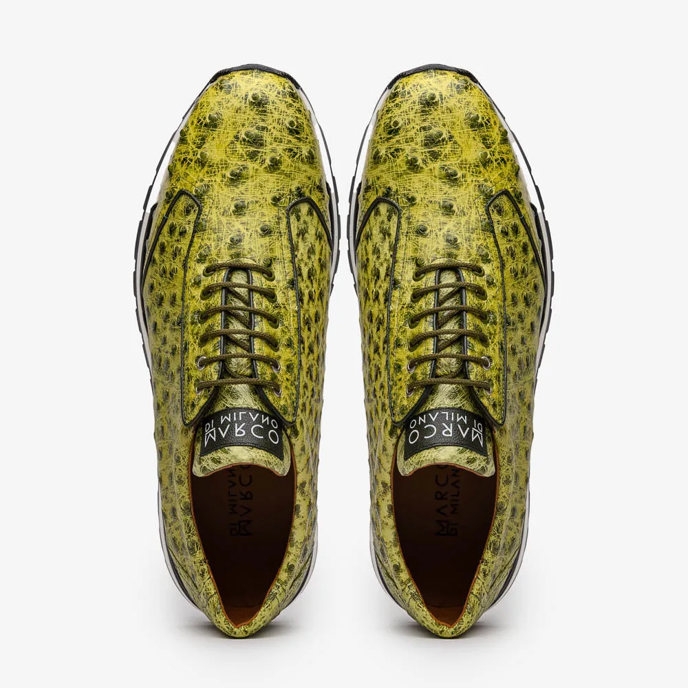 Marco Di Milano Scanno in Antique Green Ostrich Sneakers