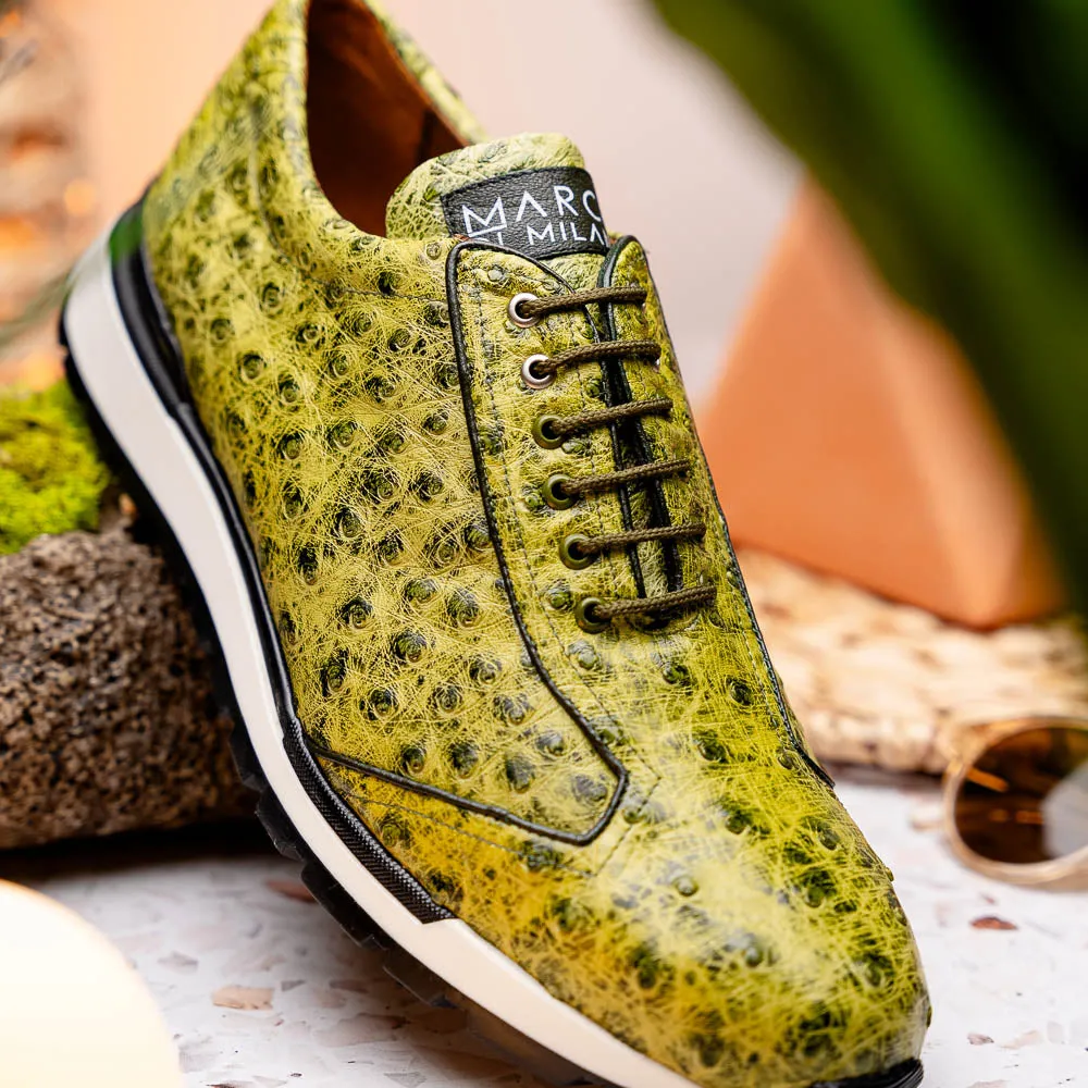 Marco Di Milano Scanno in Antique Green Ostrich Sneakers