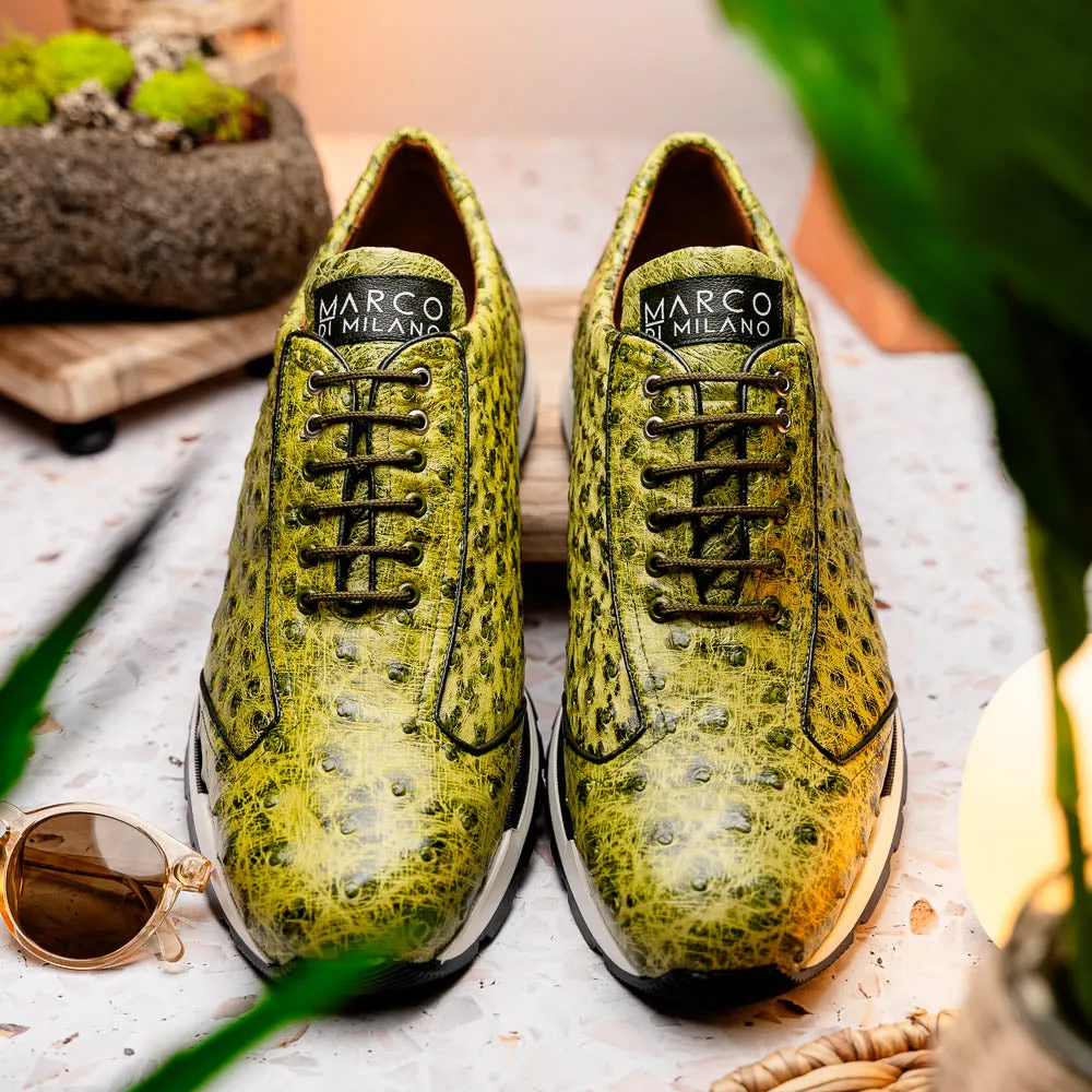 Marco Di Milano Scanno in Antique Green Ostrich Sneakers