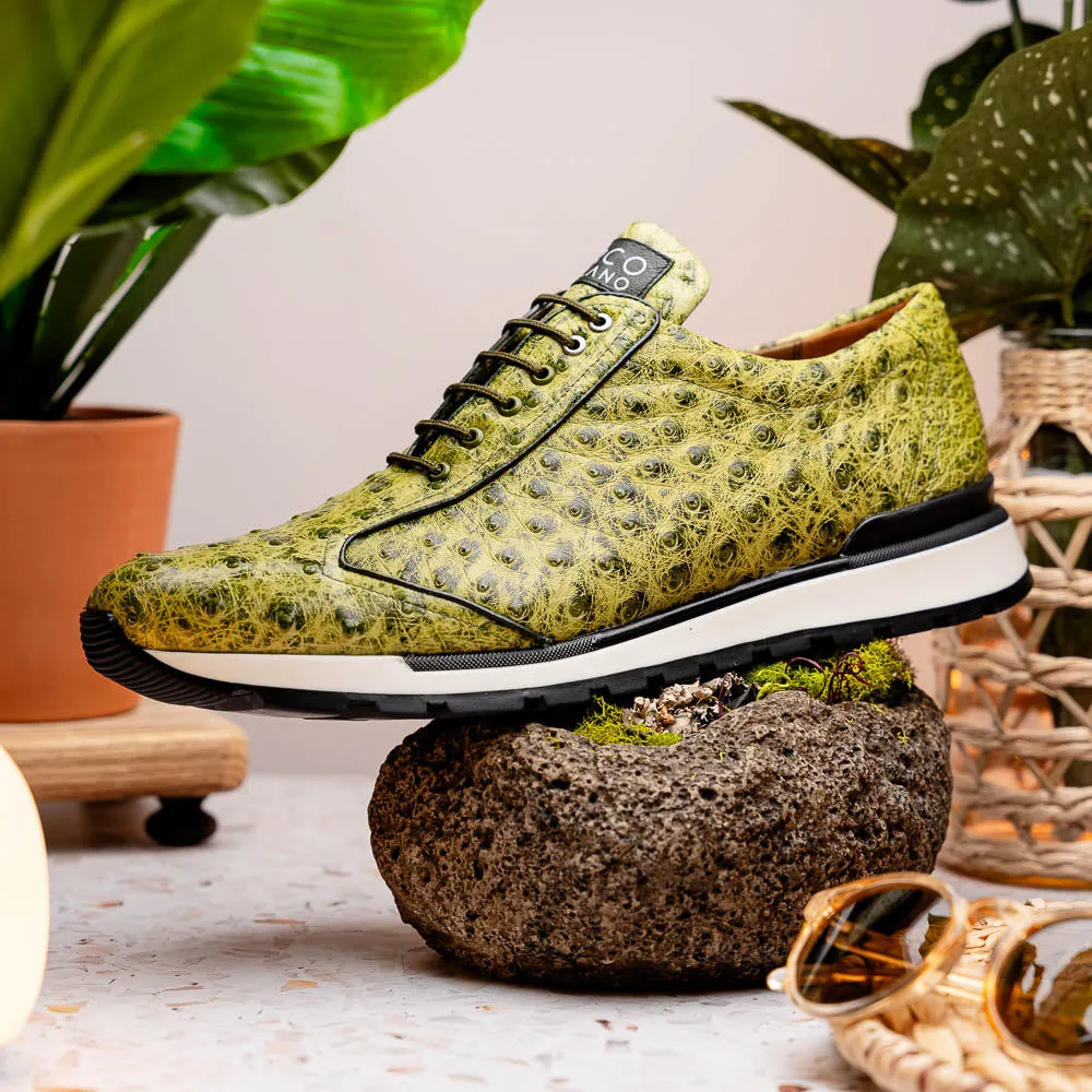 Marco Di Milano Scanno in Antique Green Ostrich Sneakers