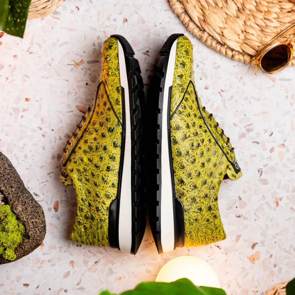Marco Di Milano Scanno in Antique Green Ostrich Sneakers