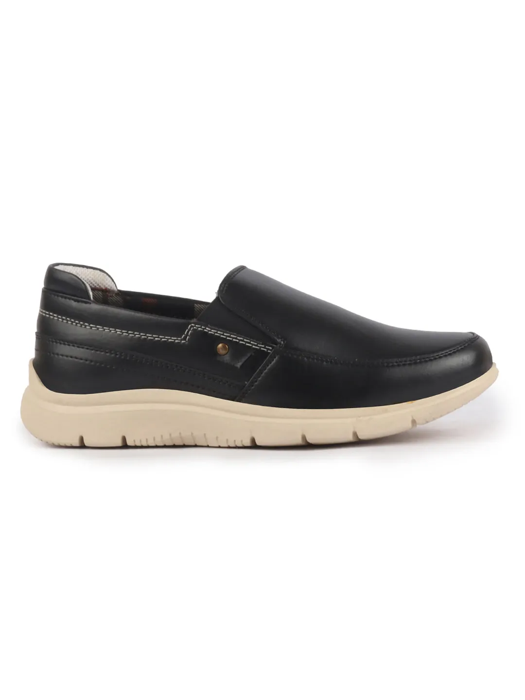 Men Black Genuine Leather Feather Lightweight EVA Sole Formal Office Comfort Broad Feet Slip On Shoes