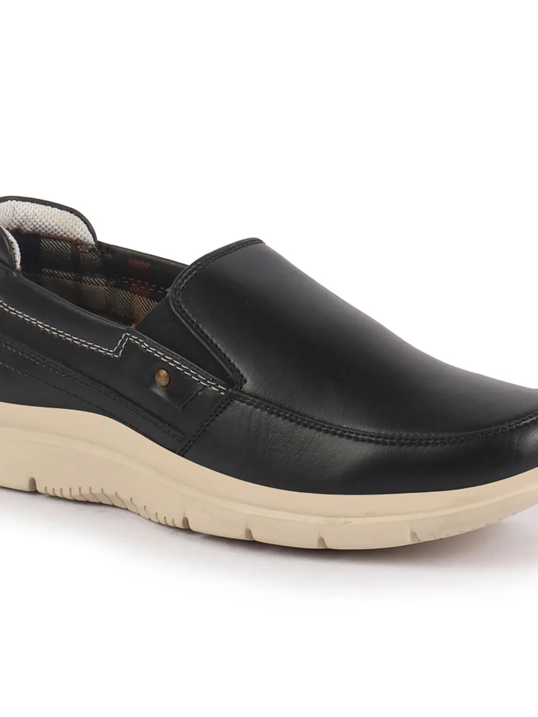Men Black Genuine Leather Feather Lightweight EVA Sole Formal Office Comfort Broad Feet Slip On Shoes