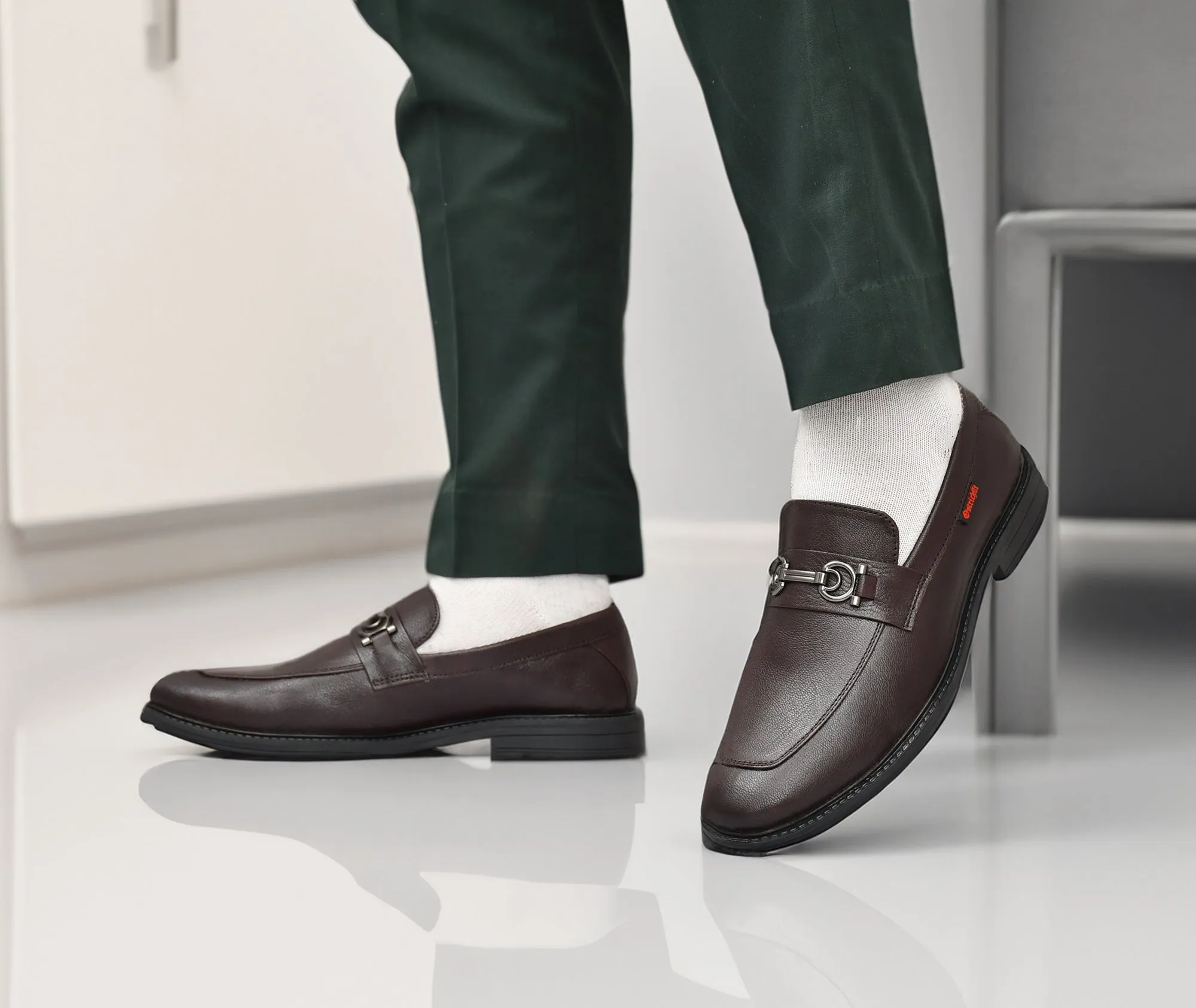 MEN CHERRY LEATHER LOAFER WITH DOUBLE STITCHED WELTS ART NO OF-216 CH