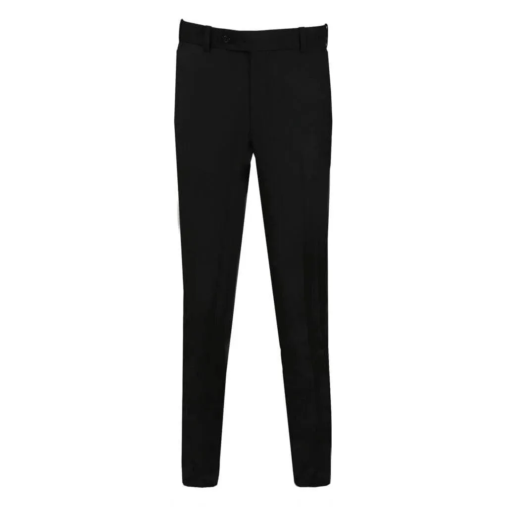 Men's Black Plain Formal Trouser with Button Closure