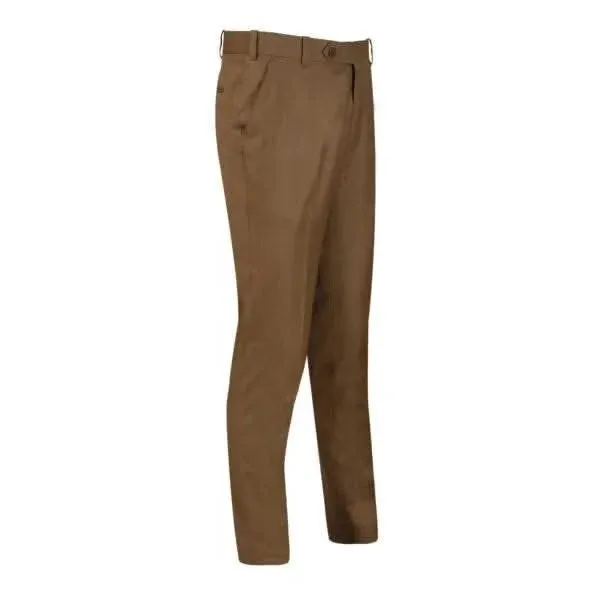 Men's Khaki Plain Formal Trouser with Button Closure