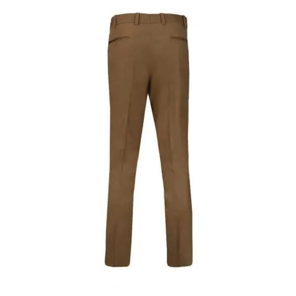 Men's Khaki Plain Formal Trouser with Button Closure