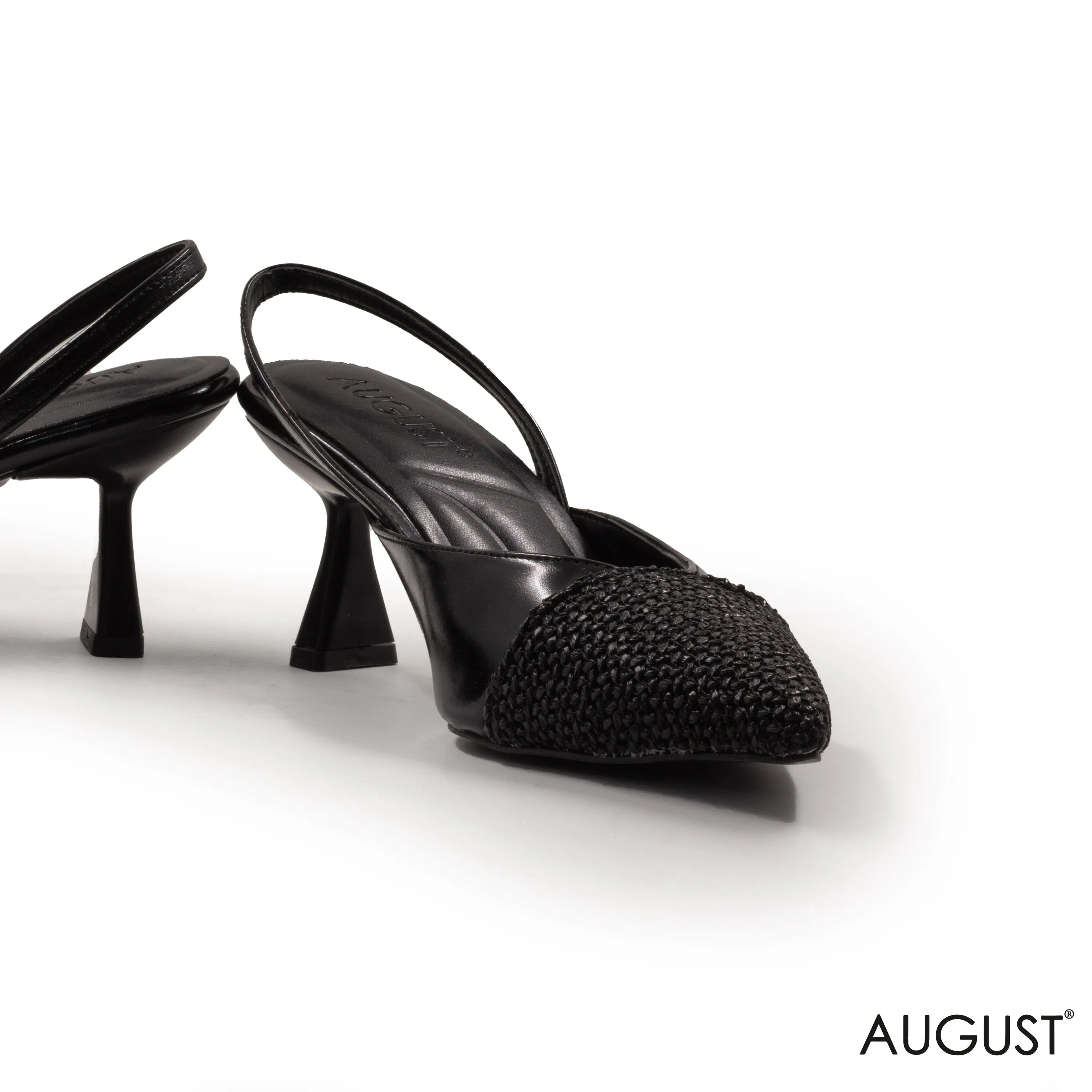 METALLIC SLINGBACK HEEL,WOVEN TOE DETAIL