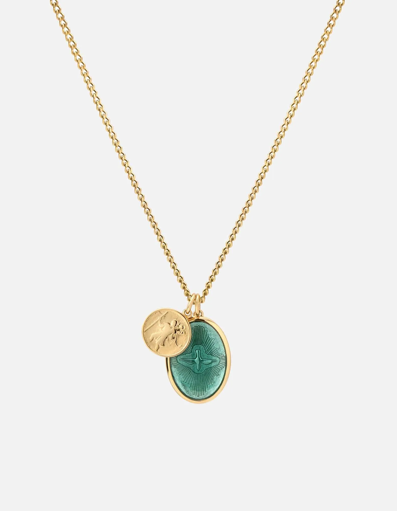 Mini Dove Necklace, Gold/Teal