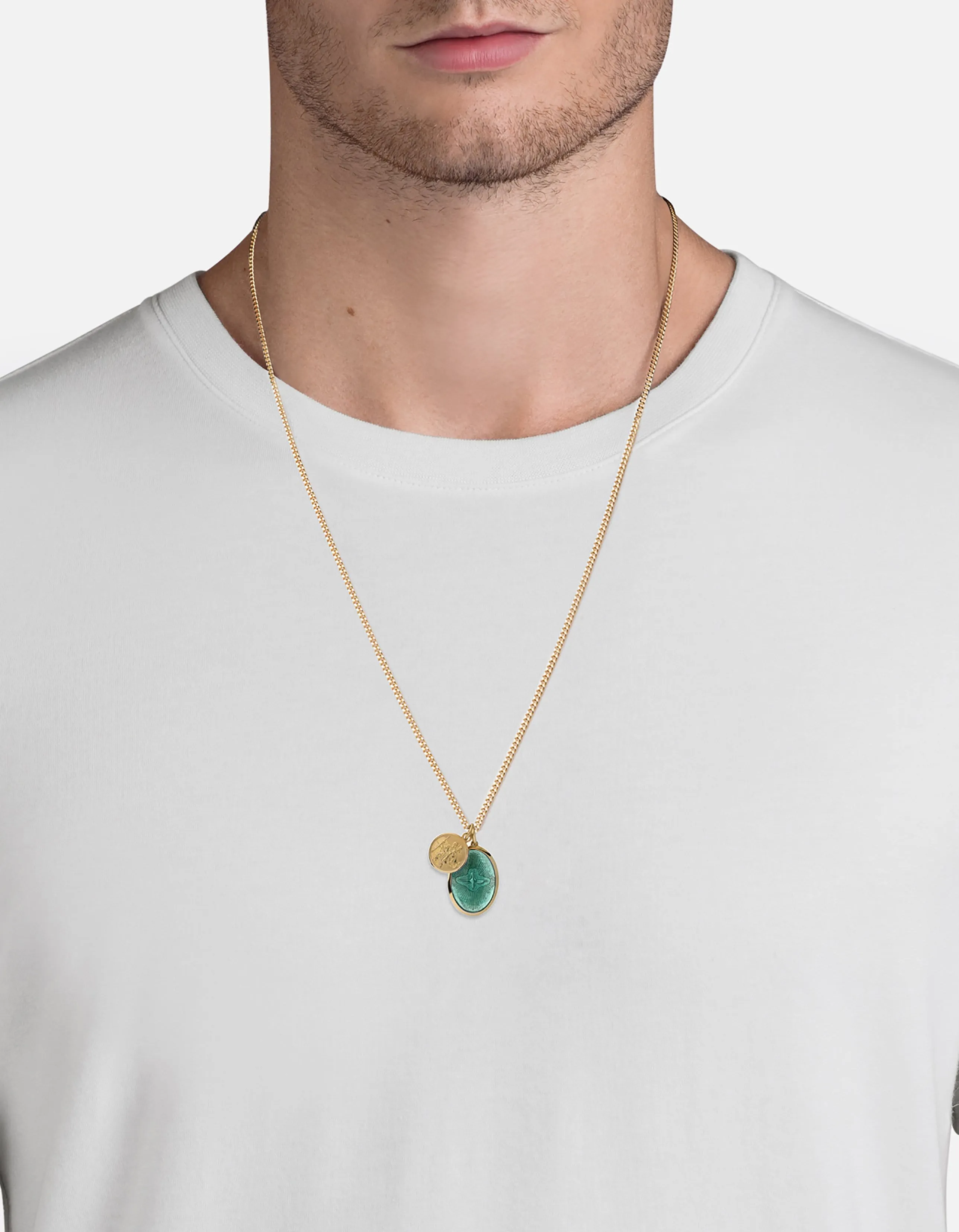 Mini Dove Necklace, Gold/Teal