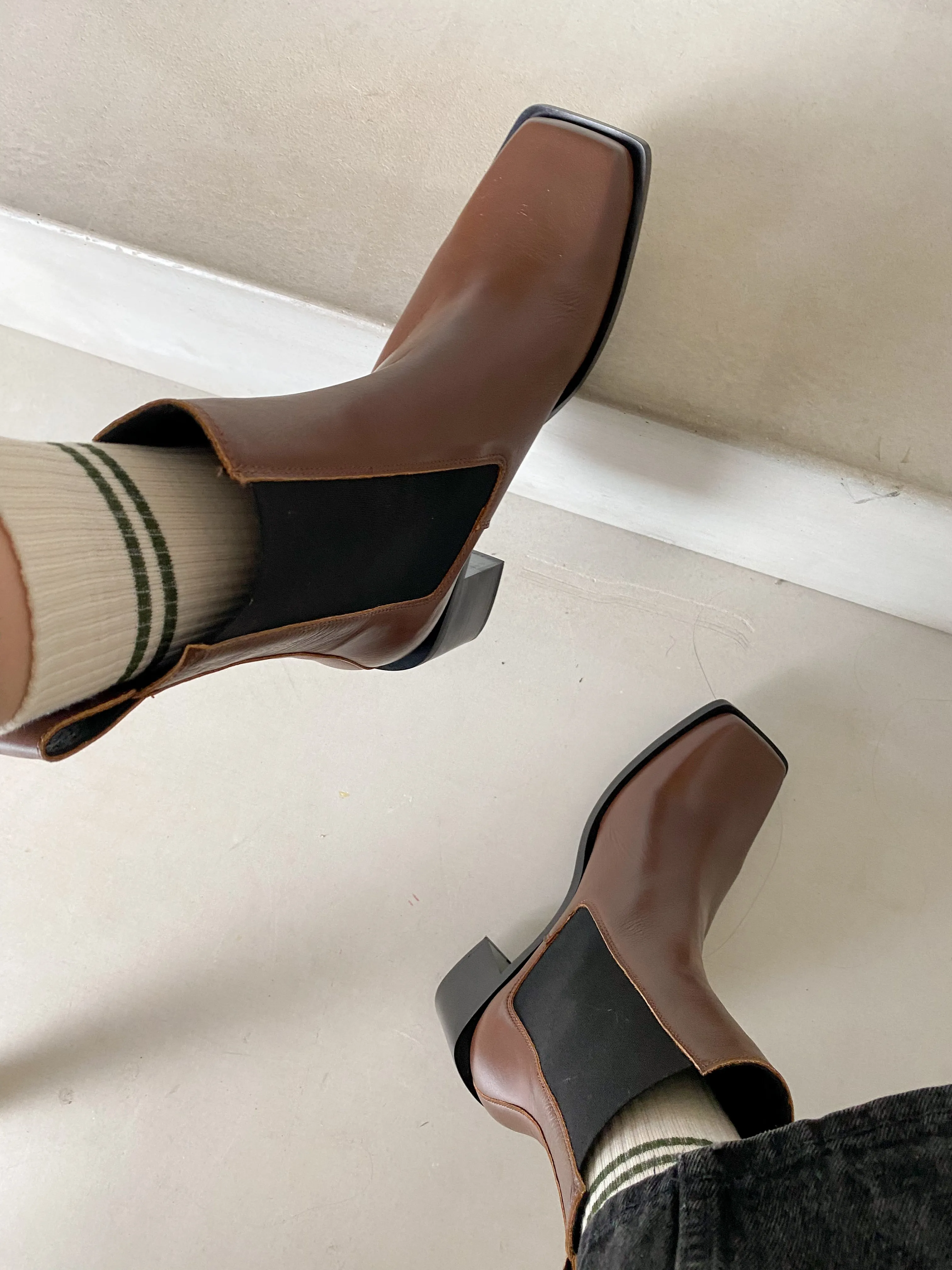 Mocca Squared Heel Boots