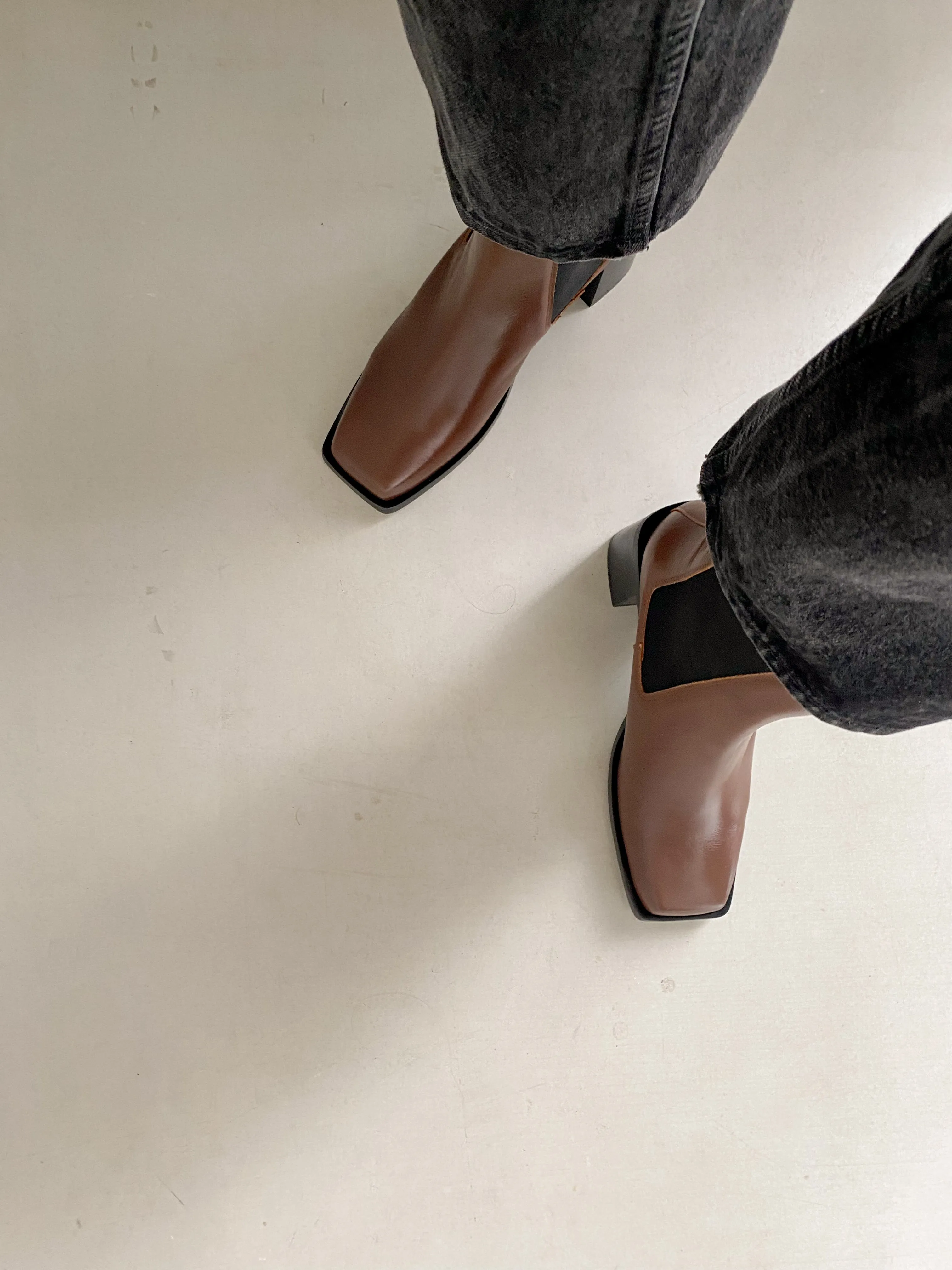 Mocca Squared Heel Boots