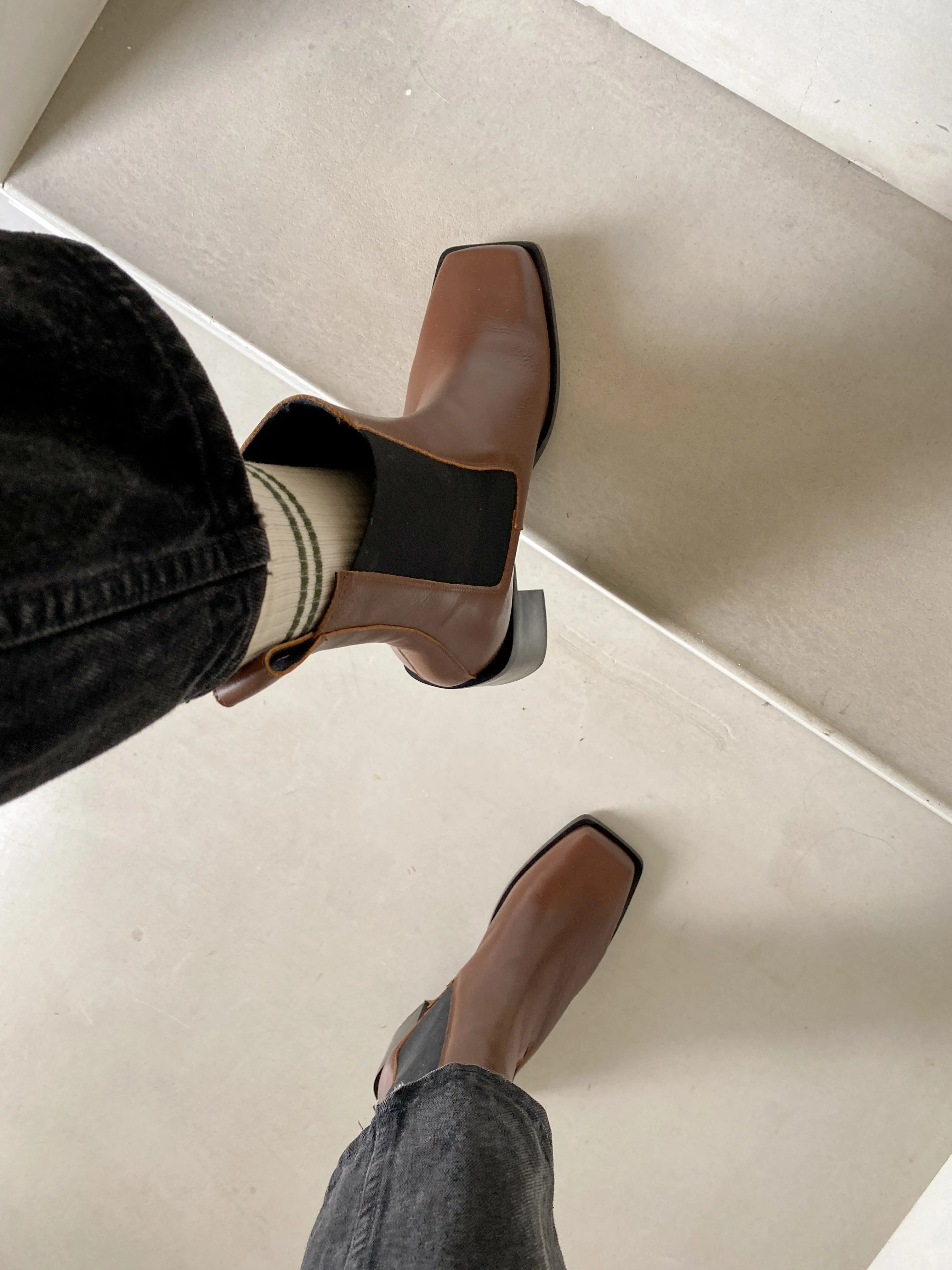 Mocca Squared Heel Boots