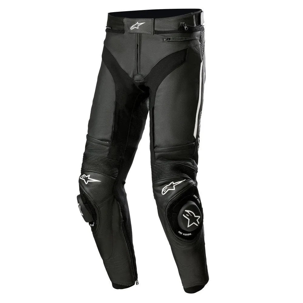 Moto Leather Pants Alpinestars Missile V3, Black/White