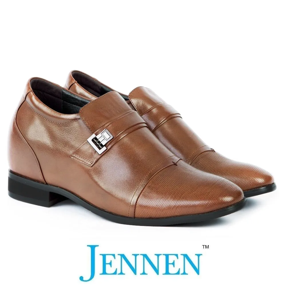 Mr. Janacek Brown | 10cm Taller - Cuban Heel Men's Elevator Shoes