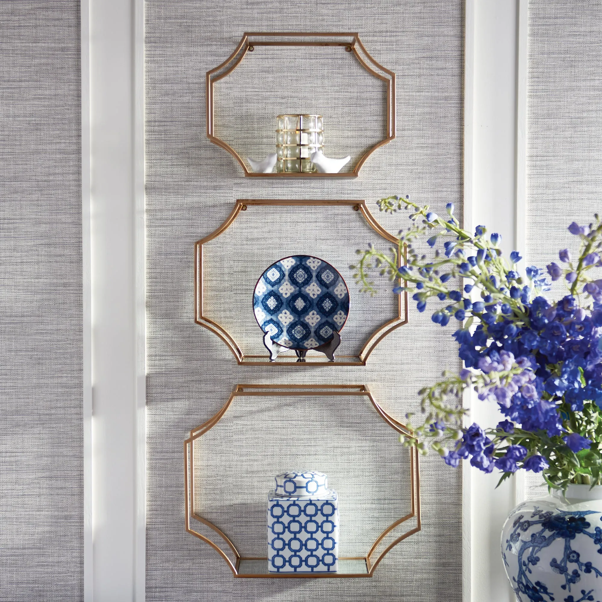 NAPA Home & Garden, HUDSON MIRRORED WALL SHELVES, SET OF 3,TY201