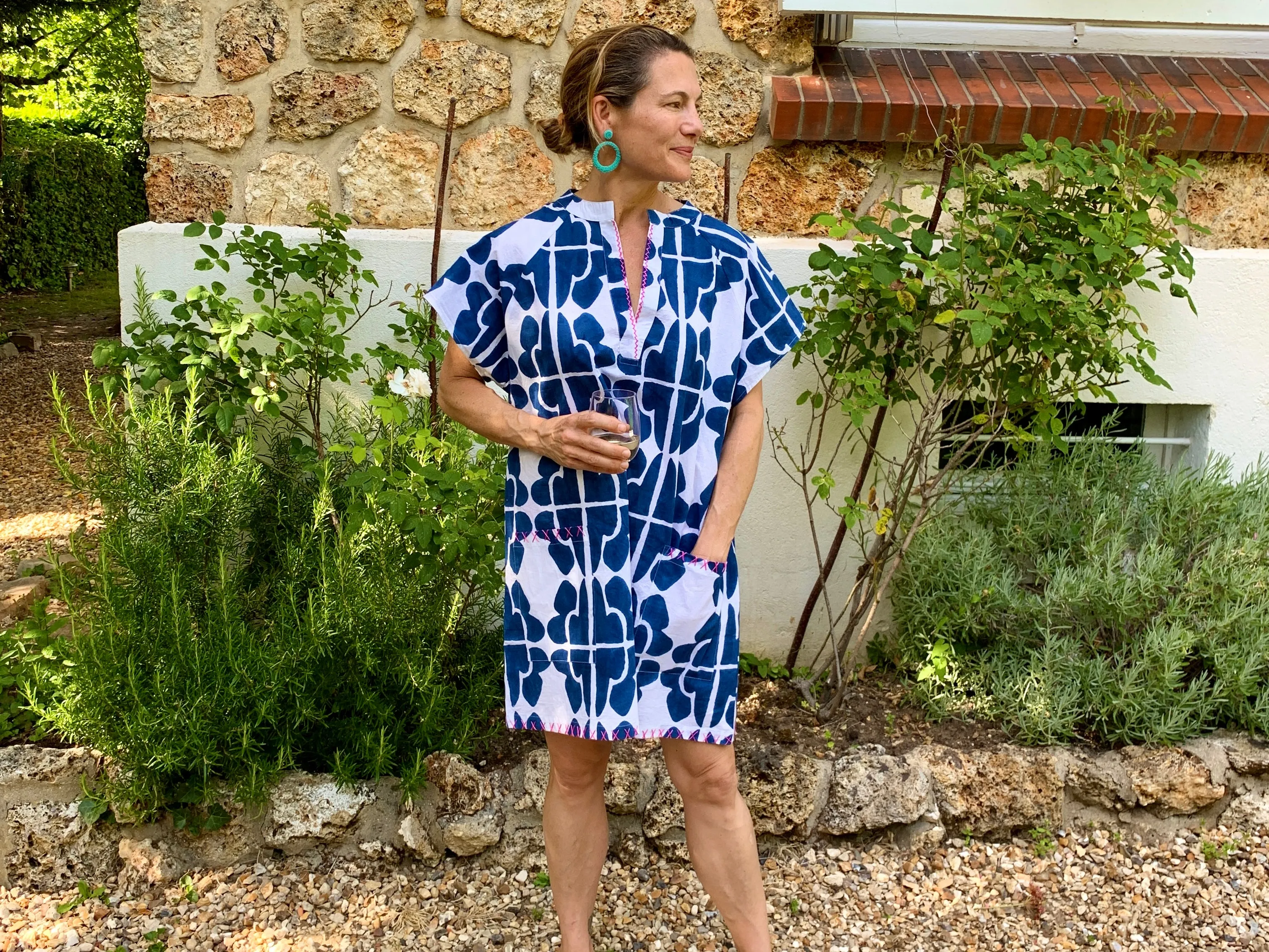 Navy Butterfly Sundress / Short Kaftan