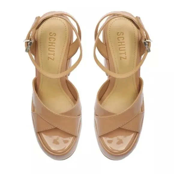 NWOT Schutz Pattie Patent Leather Platform Sandal Size 10