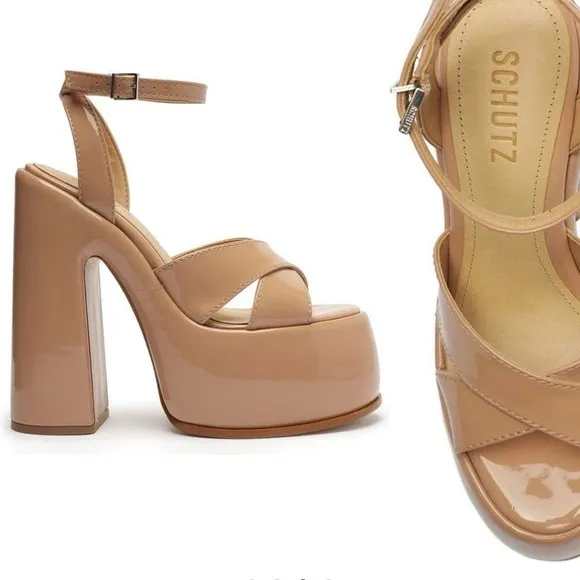 NWOT Schutz Pattie Patent Leather Platform Sandal Size 10