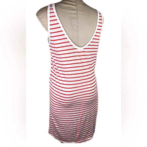 NWOT Sundry Pocket Tank Tomato Red Striped Scoop Back Dress Size 3 | Large