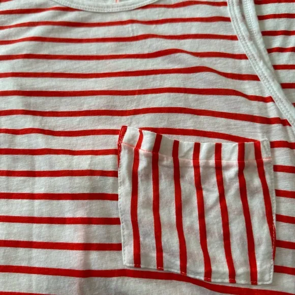 NWOT Sundry Pocket Tank Tomato Red Striped Scoop Back Dress Size 3 | Large