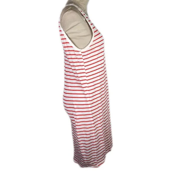NWOT Sundry Pocket Tank Tomato Red Striped Scoop Back Dress Size 3 | Large
