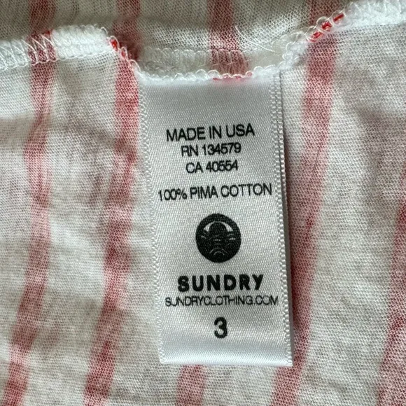 NWOT Sundry Pocket Tank Tomato Red Striped Scoop Back Dress Size 3 | Large