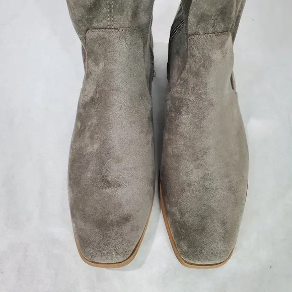 NWT MiiM Gwen Womens Over The Knee Boots Vegan Suede Grey Stacked Heel 8.5