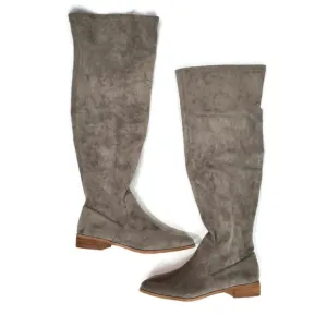 NWT MiiM Gwen Womens Over The Knee Boots Vegan Suede Grey Stacked Heel 8.5