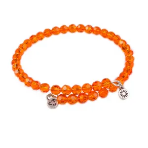 Orange Crystal, Cufflet Antique Silver Color Finish
