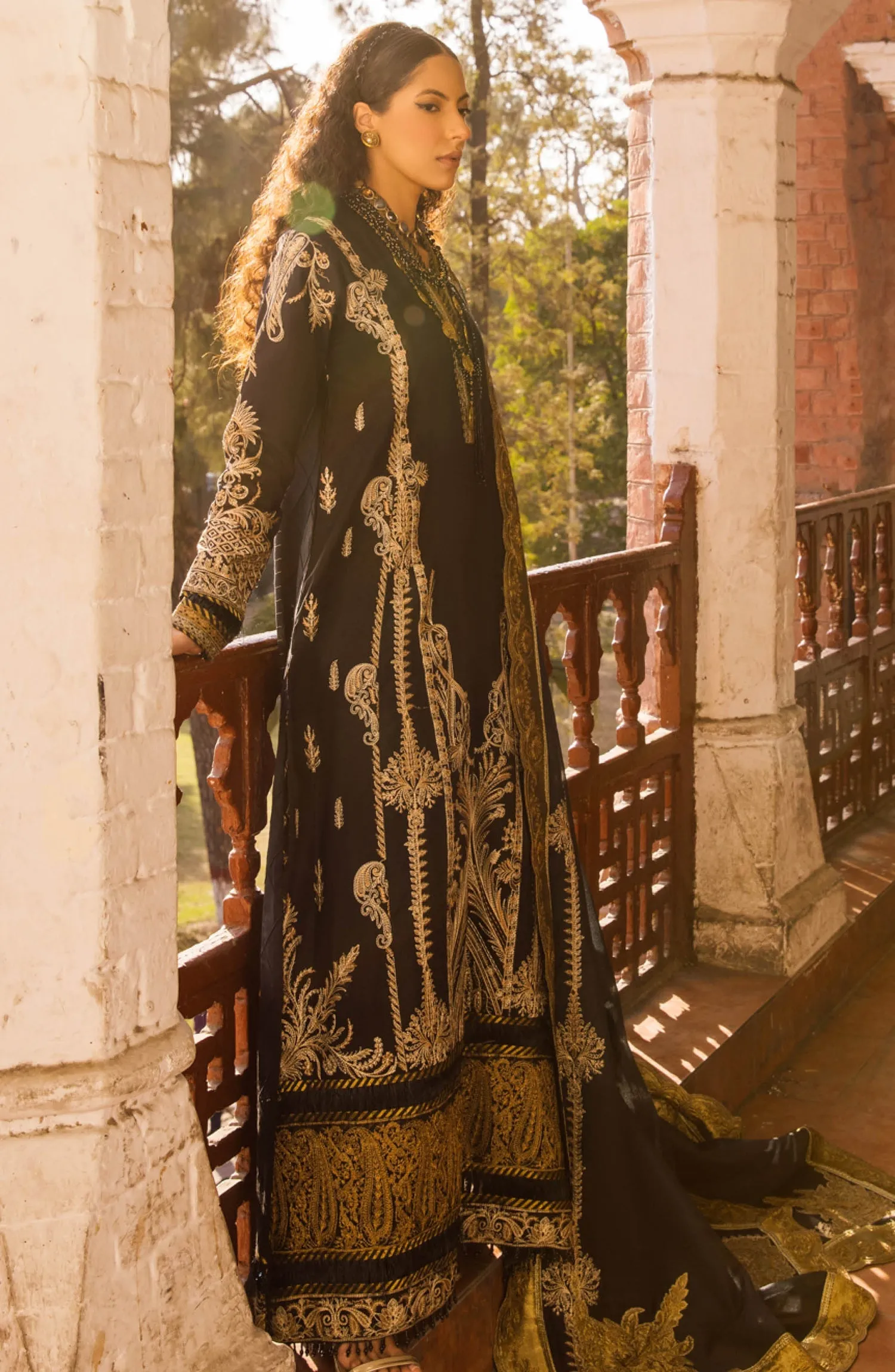 Pakistani Lawn Suit in Black Kameez and Trouser Style