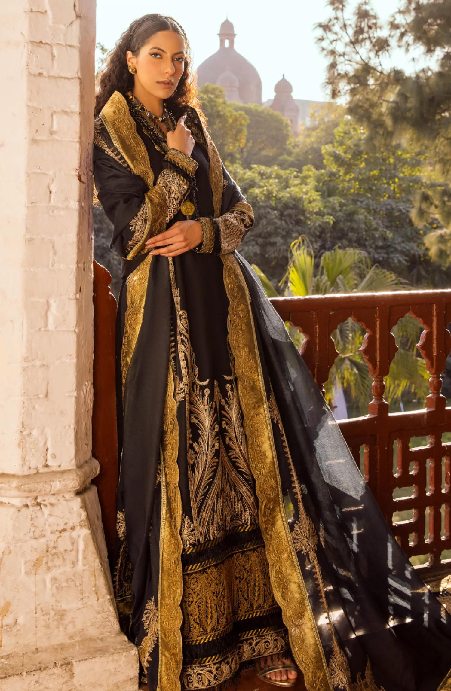 Pakistani Lawn Suit in Black Kameez and Trouser Style