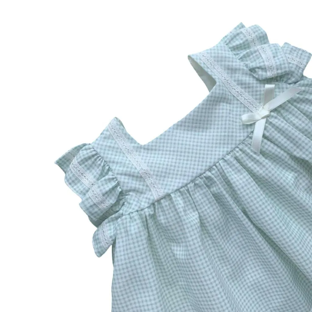 Pale Green Dress, Pant and Bonnet