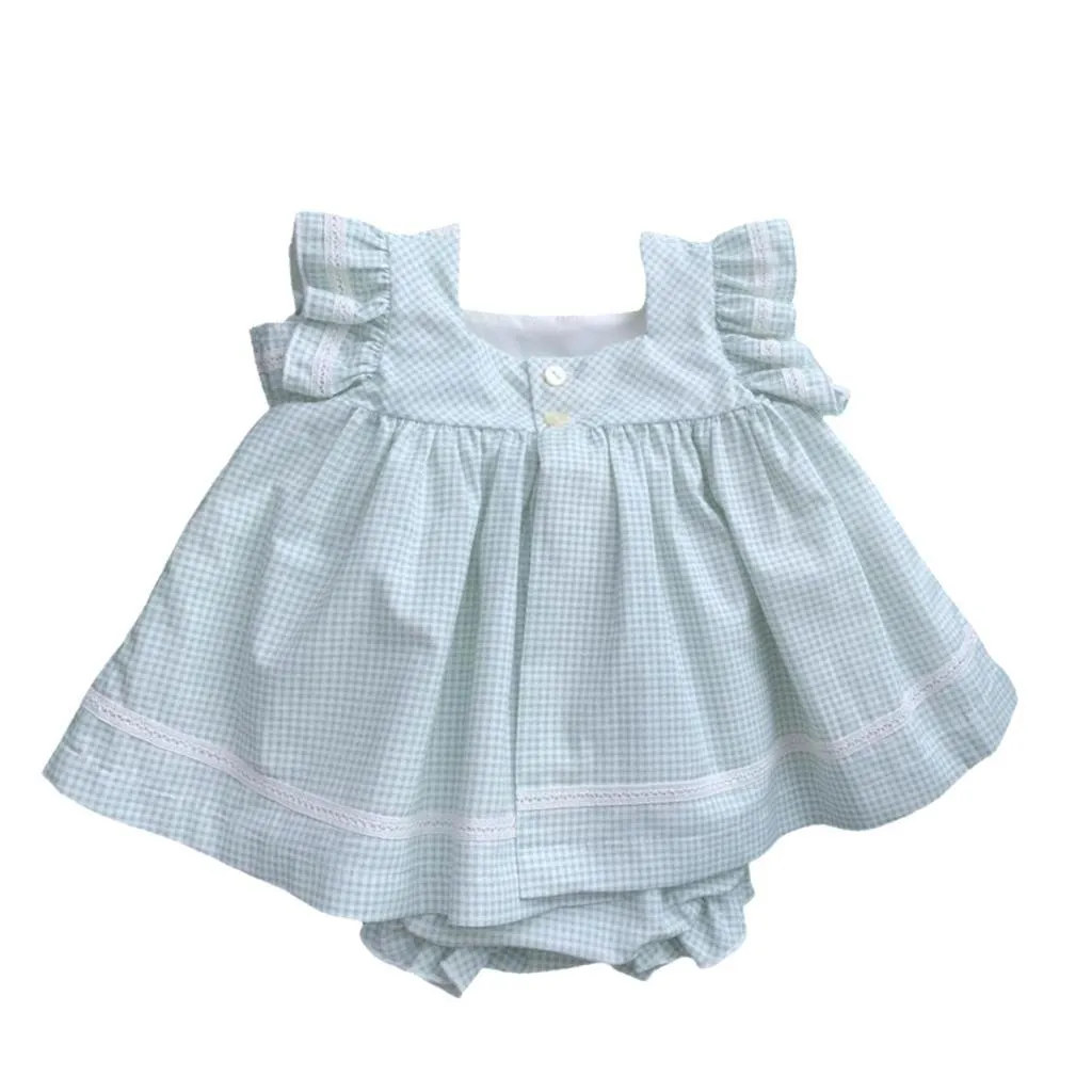 Pale Green Dress, Pant and Bonnet