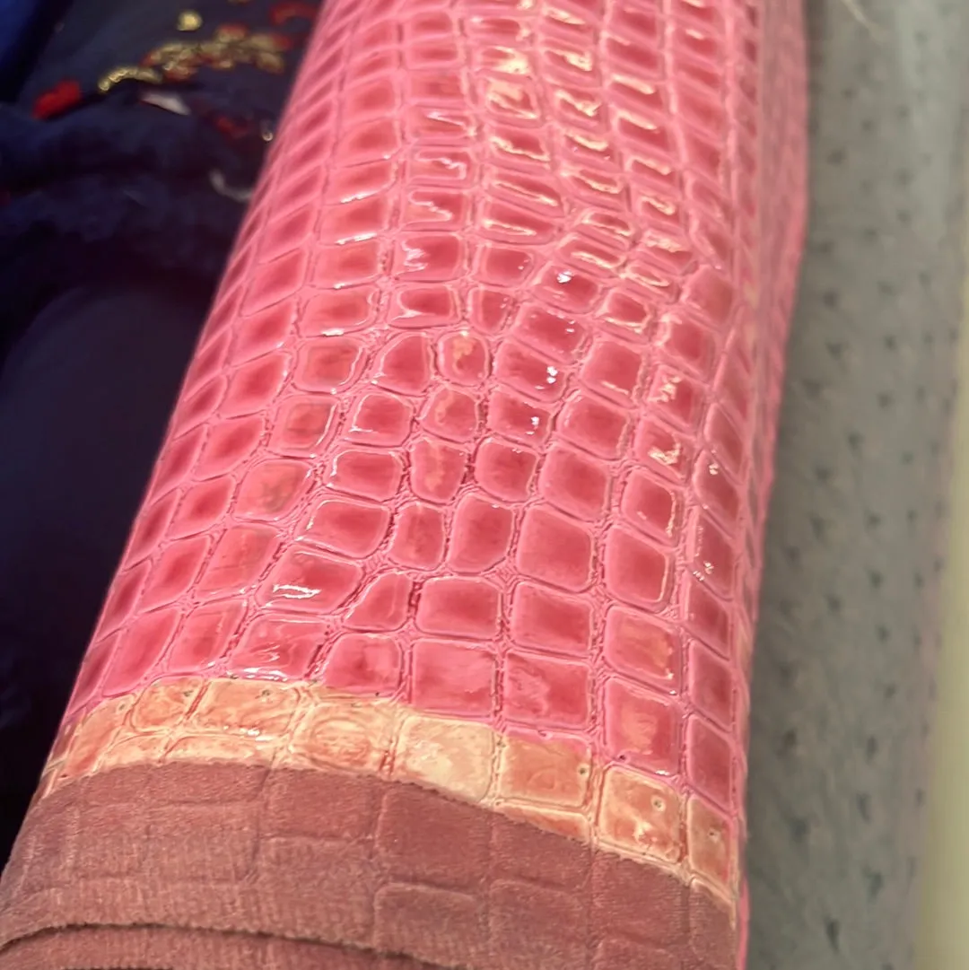 Patent Alligator Faux Leather - Medium Pattern - Pink