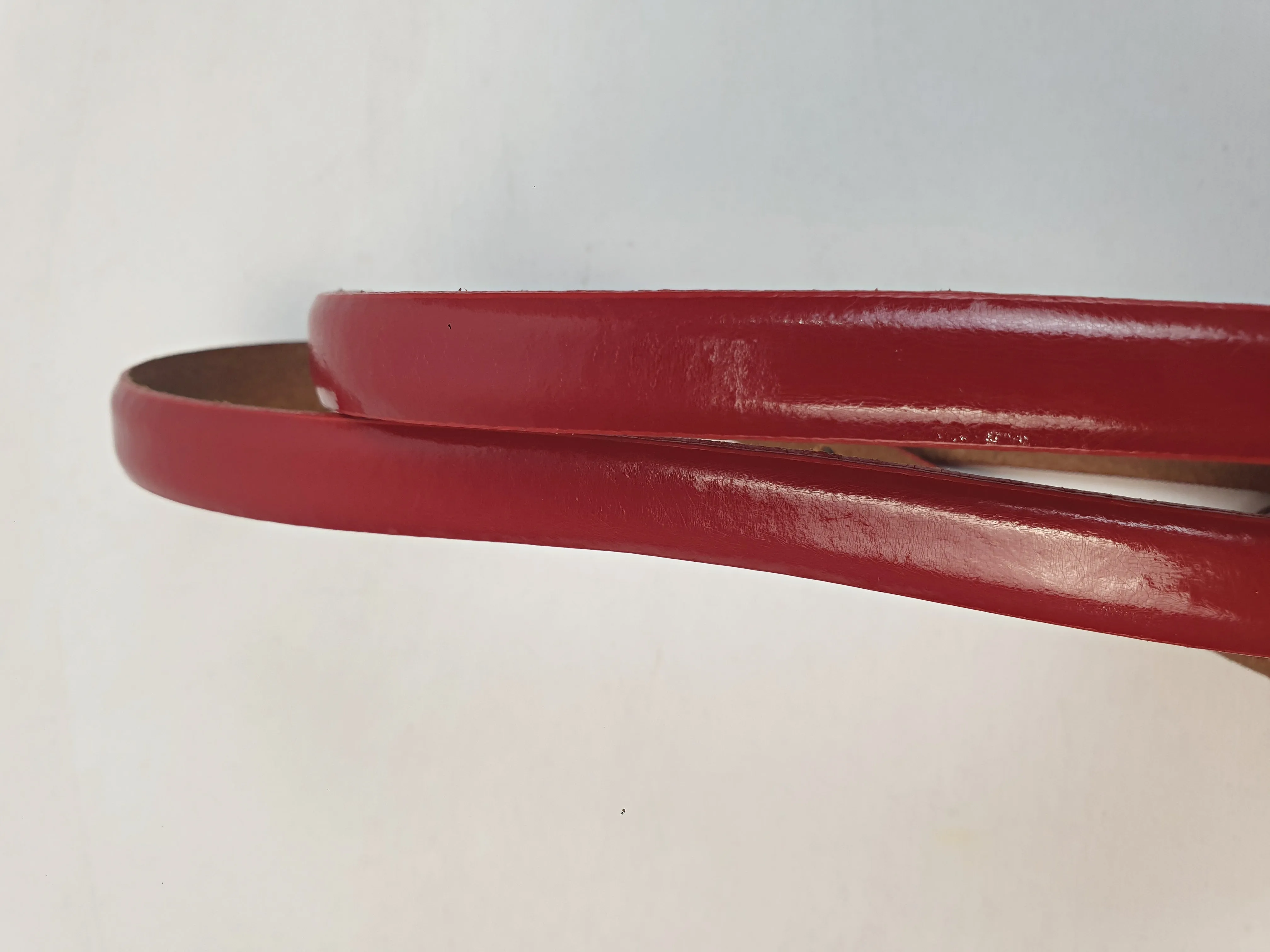 Patent red genuine leather belt size M