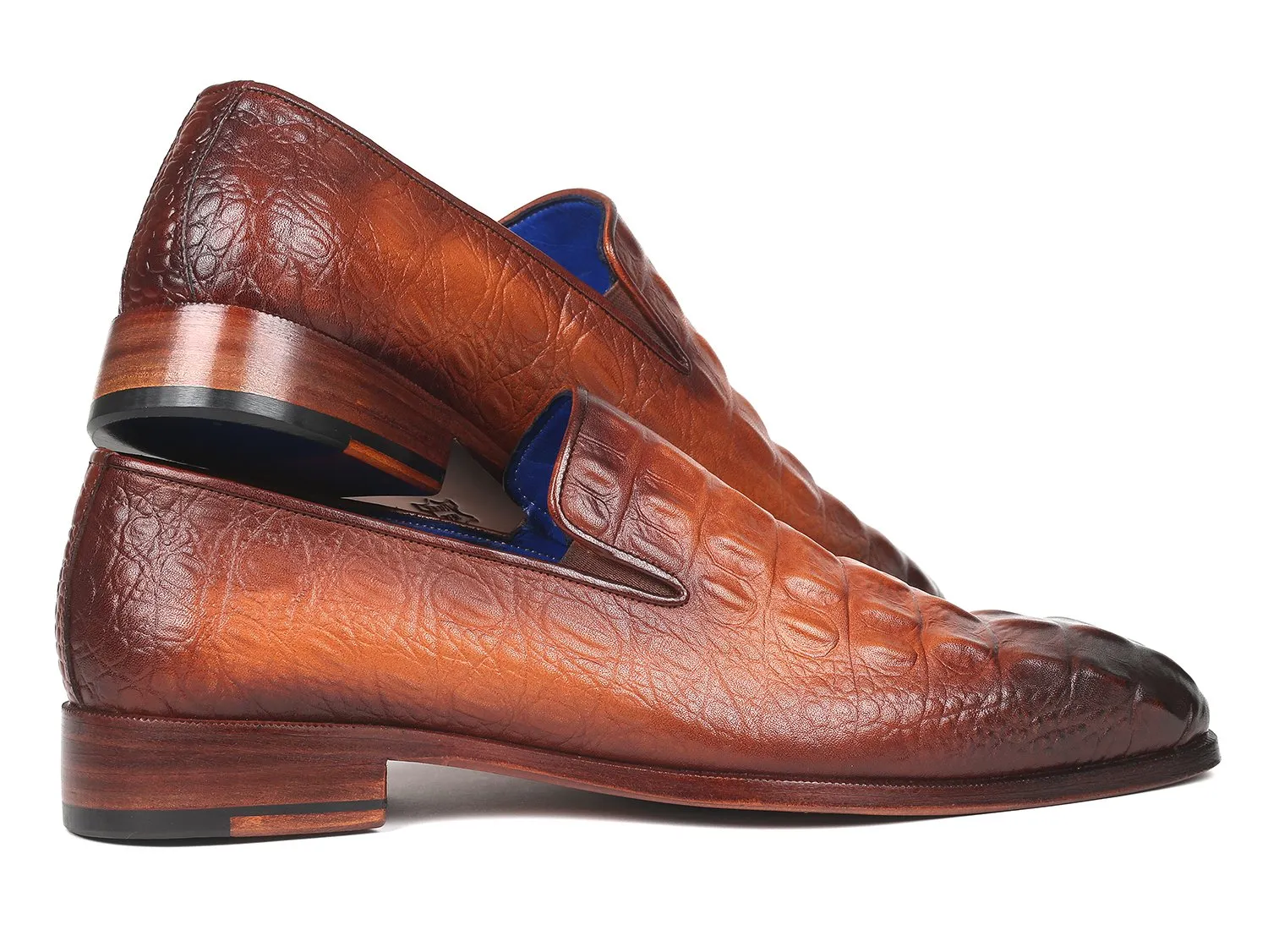 Paul Parkman Gray Crocodile Embossed Calfskin Loafers