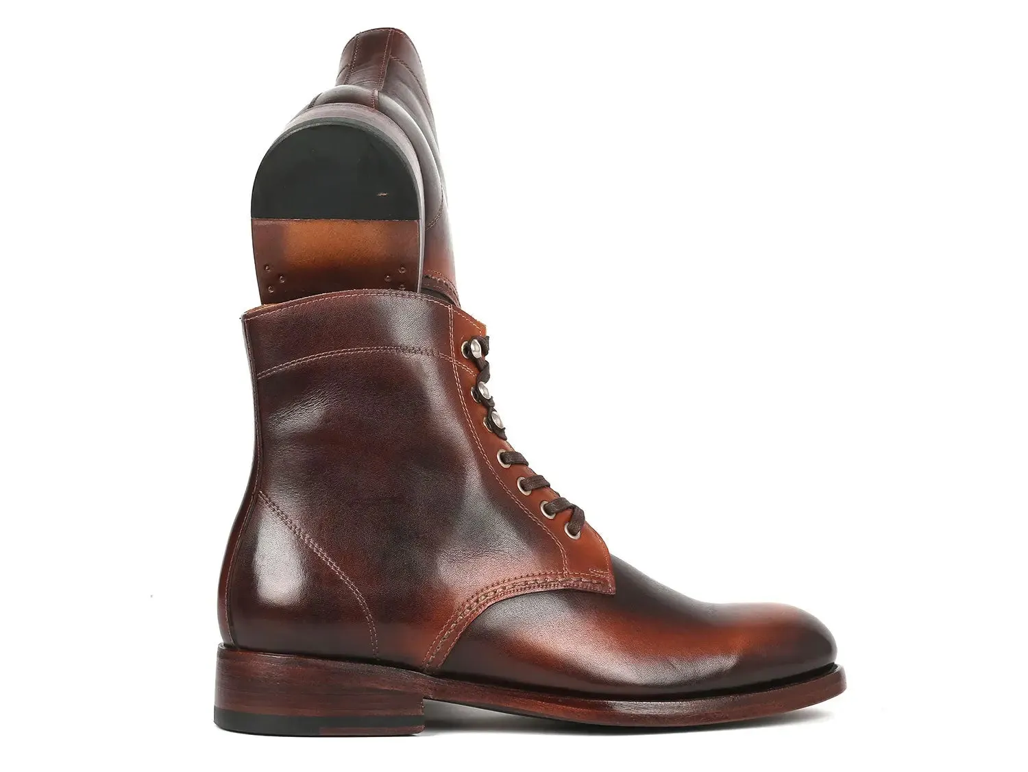 Paul Parkman Men's Burnished Leather Boots in Brown