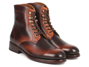 Paul Parkman Men's Burnished Leather Boots in Brown