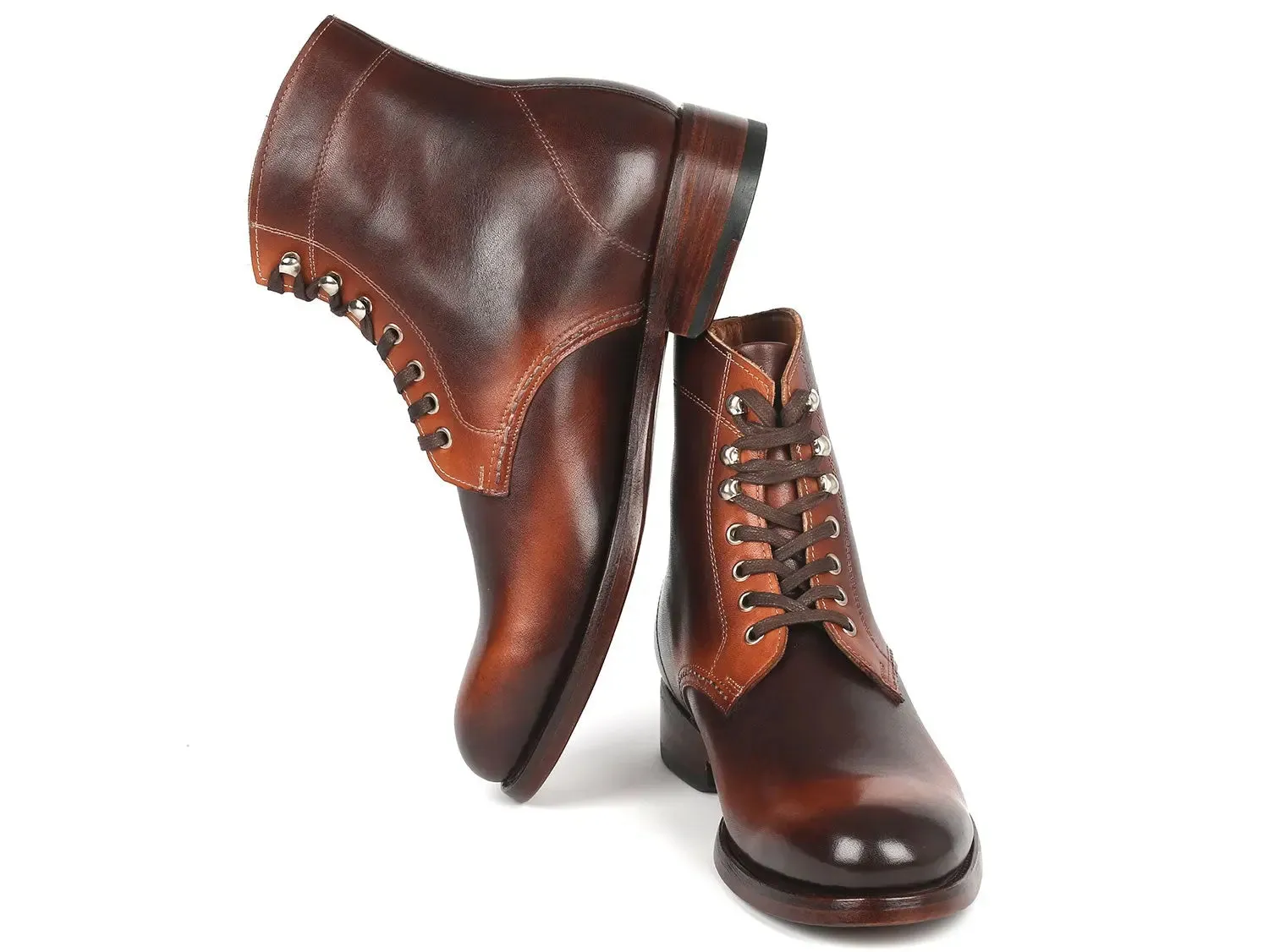 Paul Parkman Men's Burnished Leather Boots in Brown