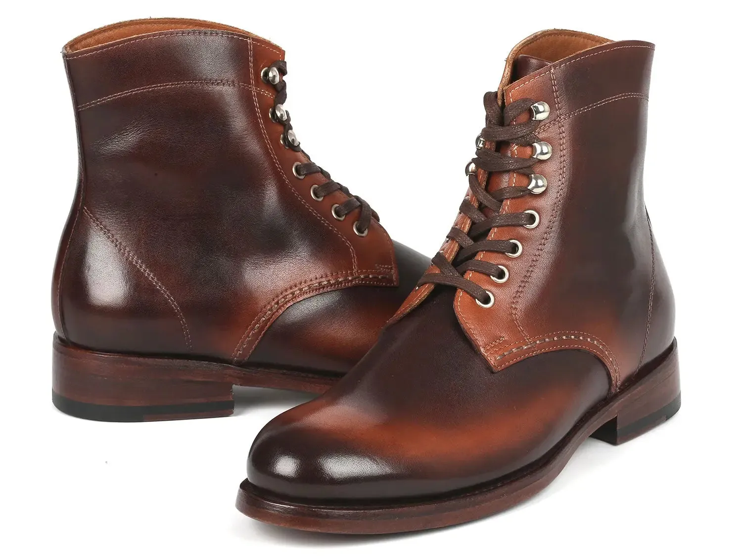 Paul Parkman Men's Burnished Leather Boots in Brown