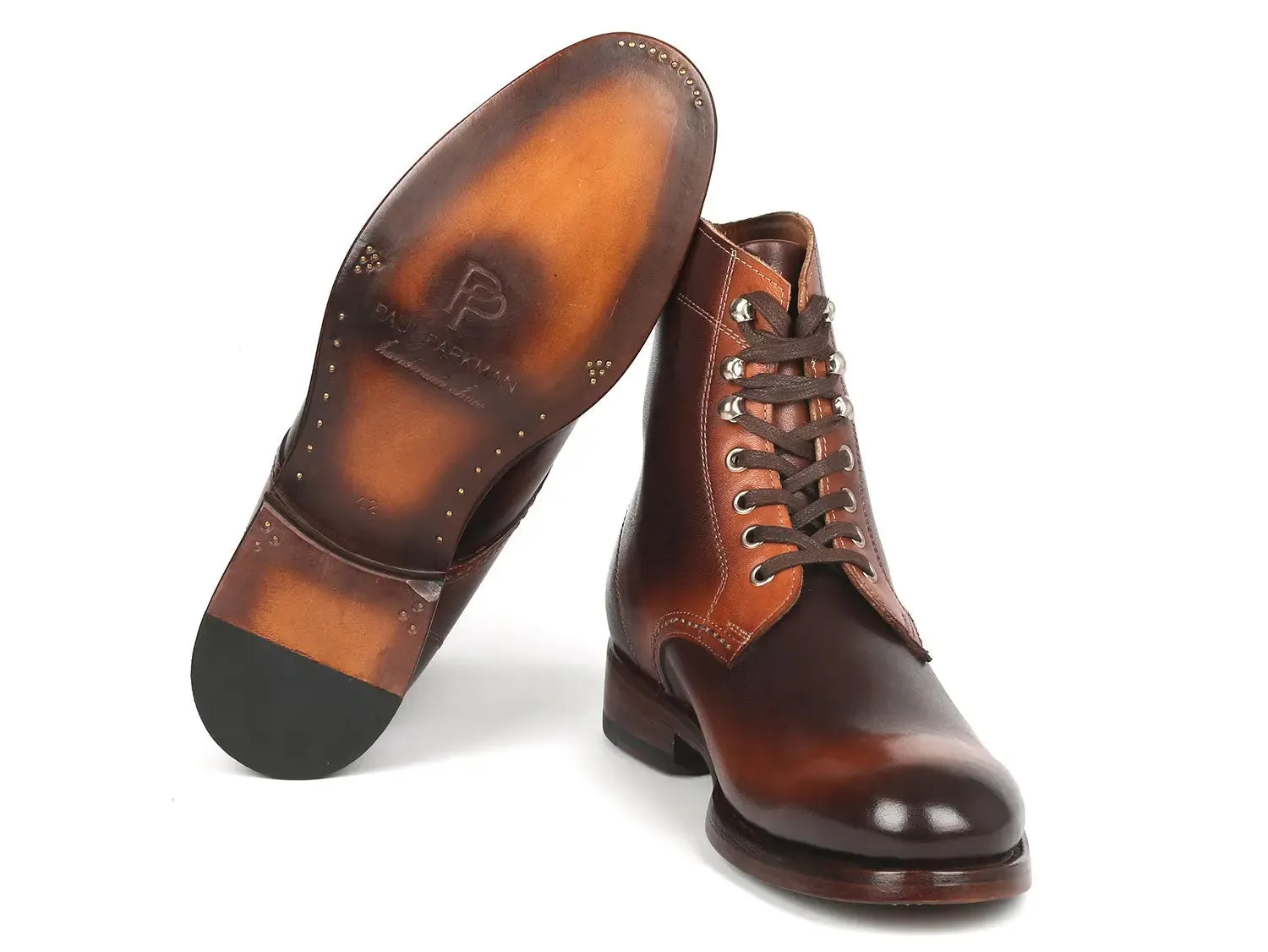 Paul Parkman Men's Burnished Leather Boots in Brown