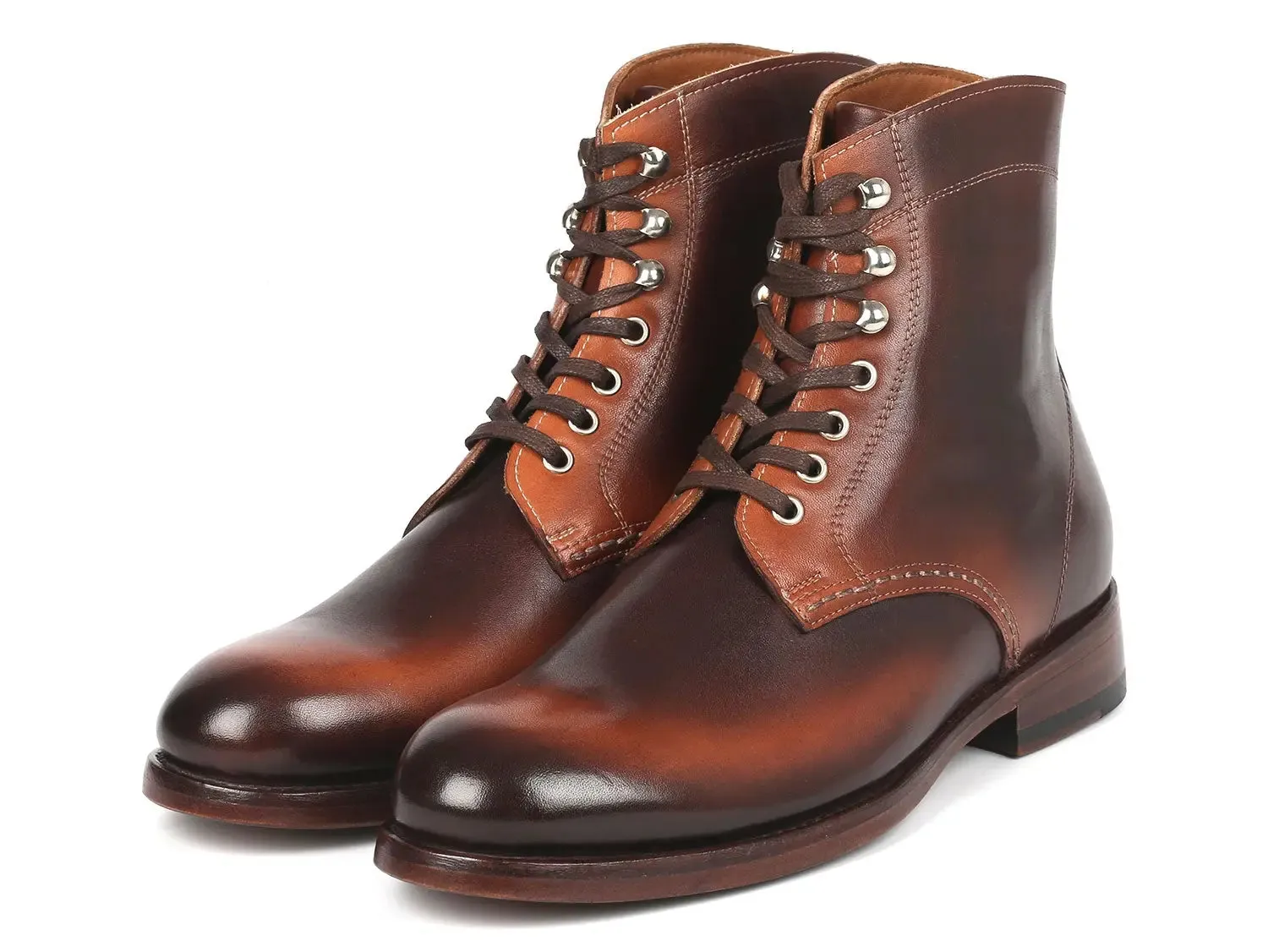 Paul Parkman Men's Burnished Leather Boots in Brown