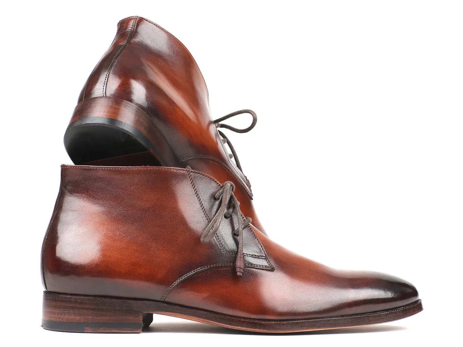 Paul Parkman Men's Calfskin Chukka Boots in Camel & Brown