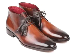 Paul Parkman Men's Calfskin Chukka Boots in Camel & Brown