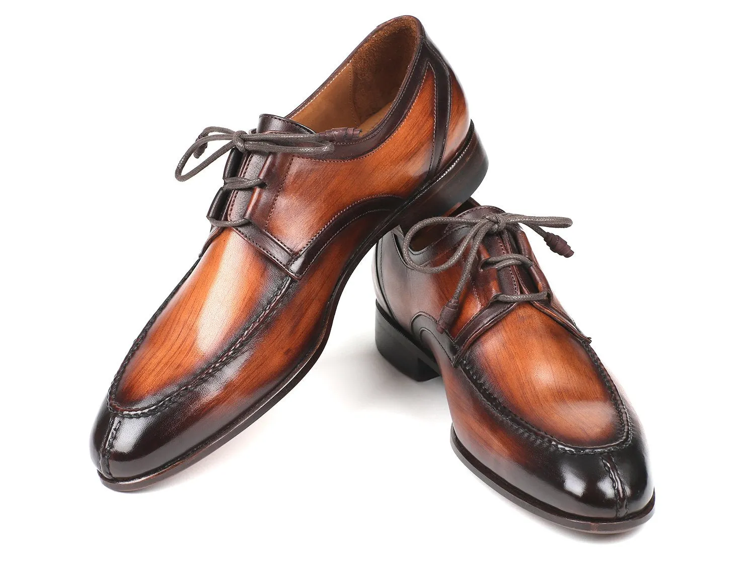 Paul Parkman Men's Ghillie Lacing Dress Shoes in Brown Burnished