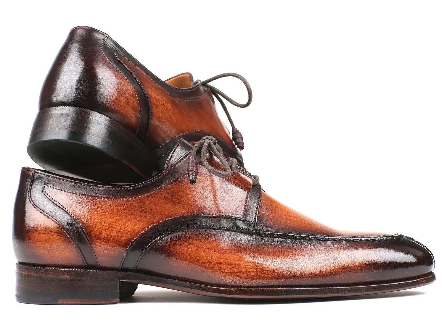 Paul Parkman Men's Ghillie Lacing Dress Shoes in Brown Burnished